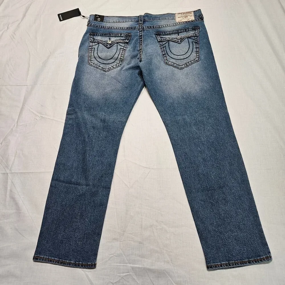 True Religion Geno Relaxed Slim Big T Flap Jeans Blue Size 40x32